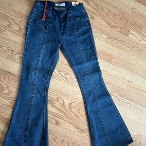 Rock & Roll Dark Blue Star Flare Jeans